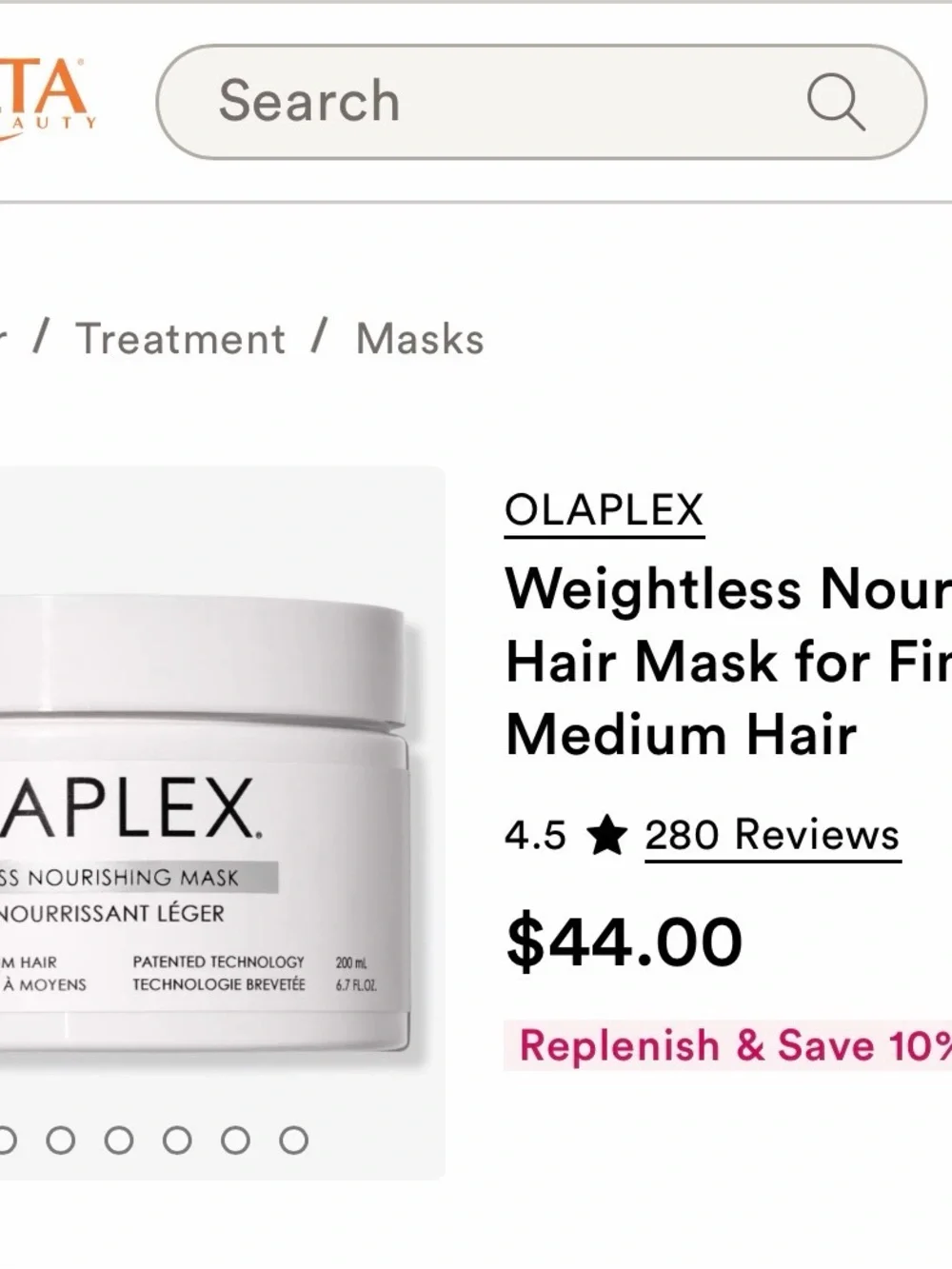 OLAPLEX White Weightless Nourishing Mask for Fine to Medium Hair